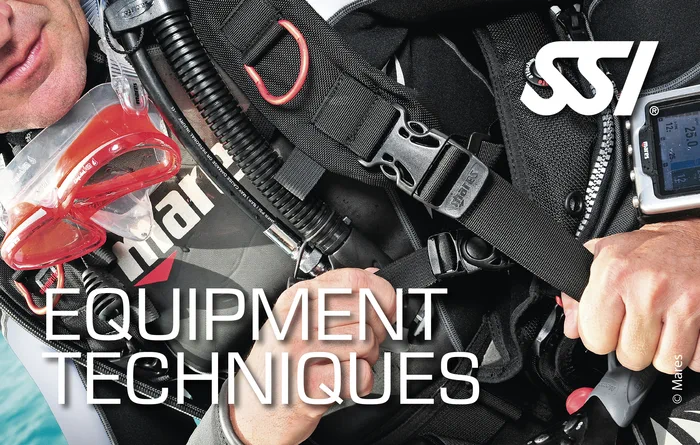Diver learning scuba equipment setup and maintenance during SSI Equipment Techniques training